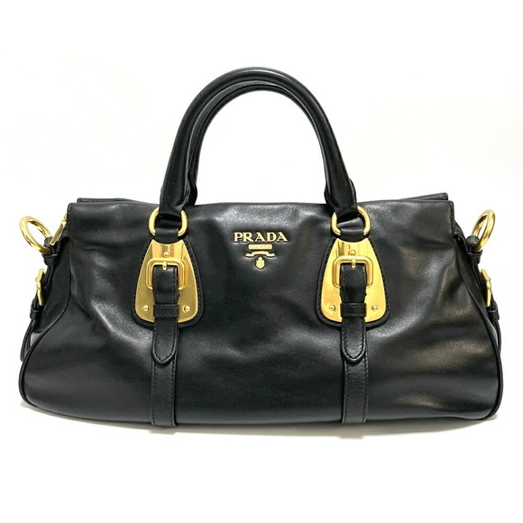 Prada Black 2way Leather Handbag Calf - Picture 1 of 7